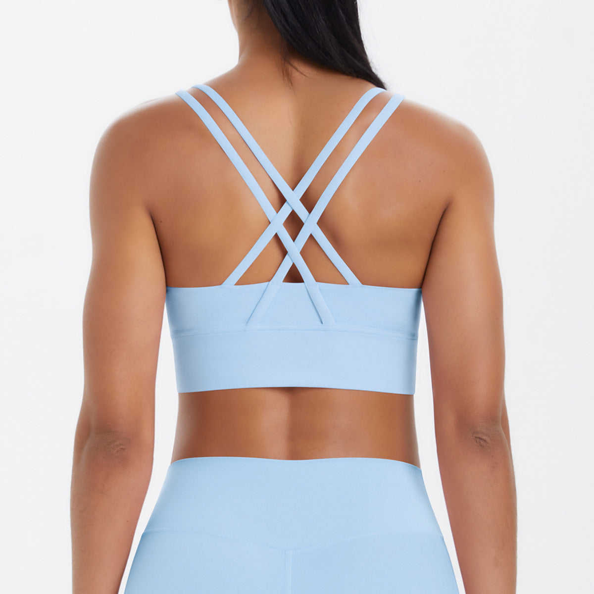 Nude Feel Solid Color Sports Underwear Push up Sexy Double Shoulder Strap Beauty Back Yoga Bra Running Workout Vest Women