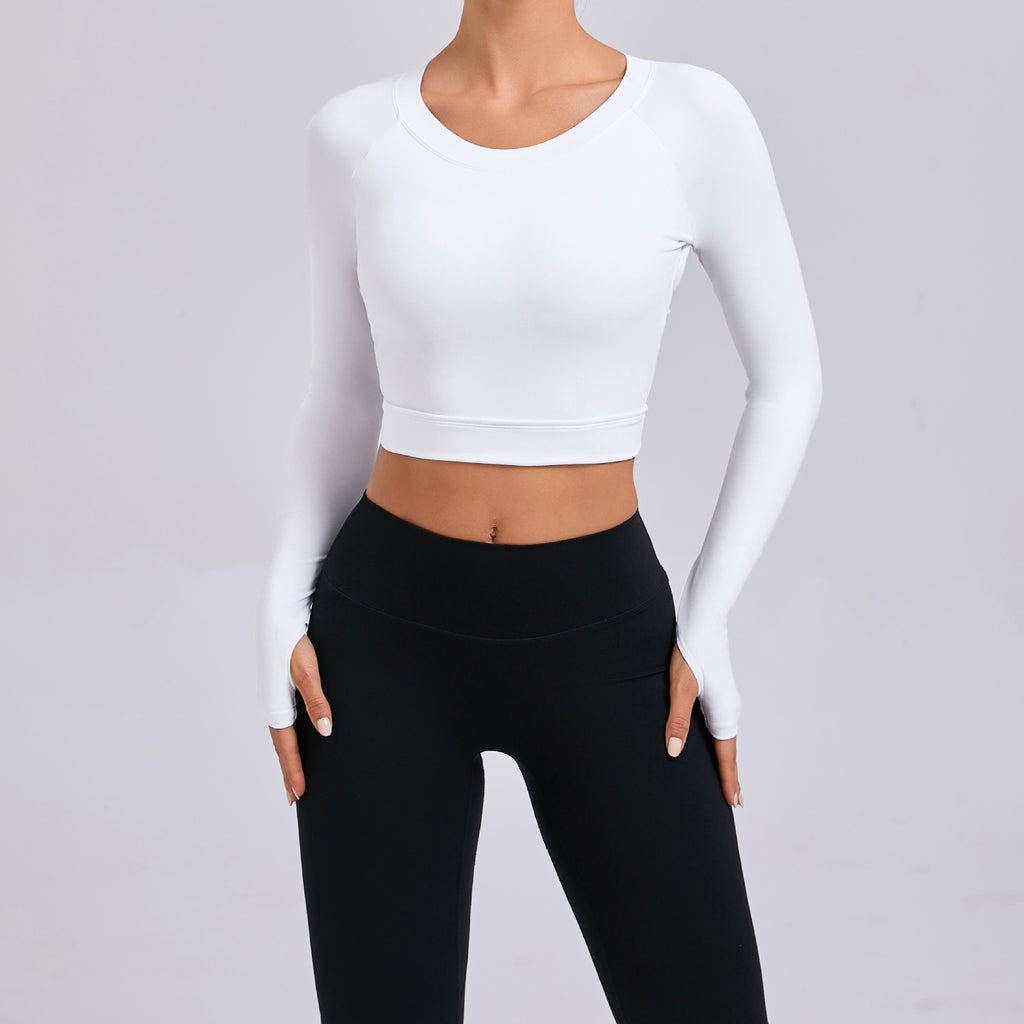 Tight Nude Feel Long Sleeve Yoga Wear Outdoor Running Exercise T Shirt Quick Drying Workout Clothes Long Sleeved Top