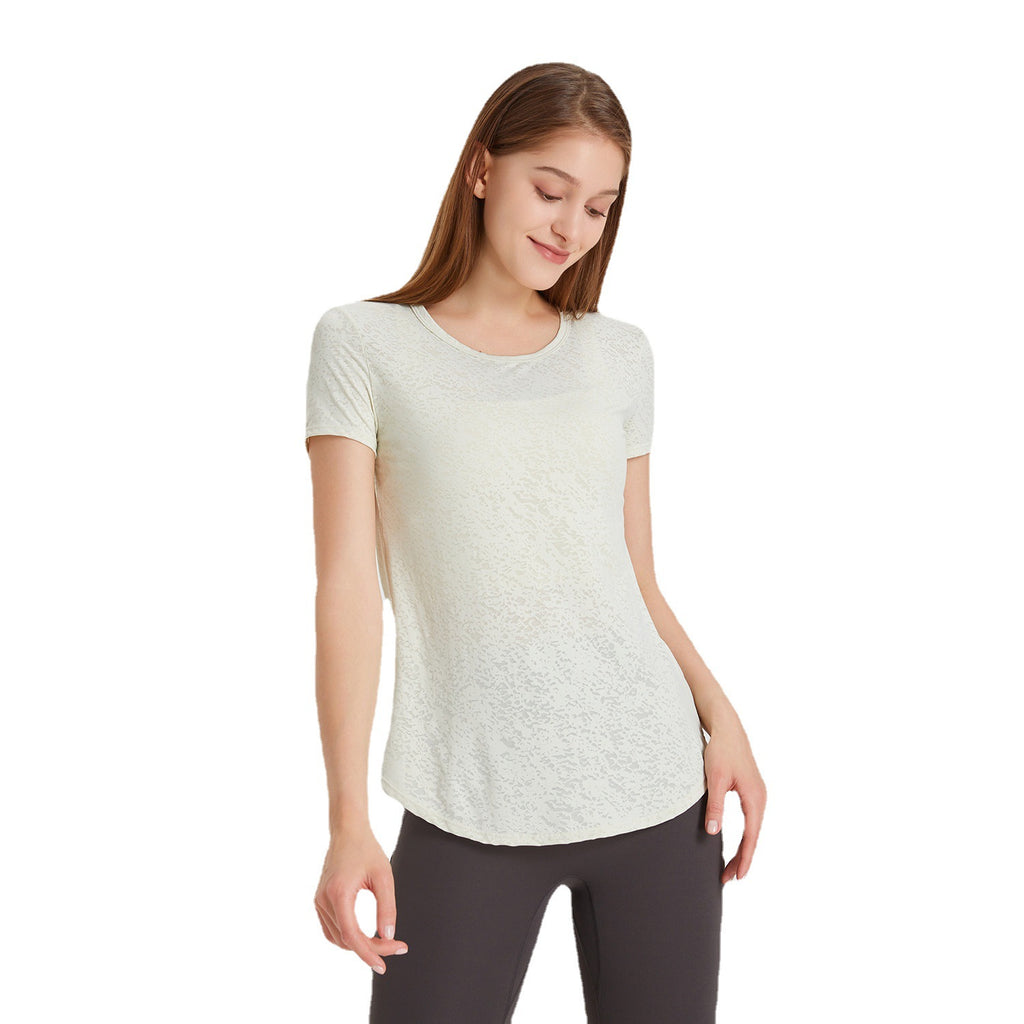 Snowflake Breathable Sports Short Sleeve Women Casual Quick Drying Clothes Backless Twist Yoga Clothes Running Workout T Shirt