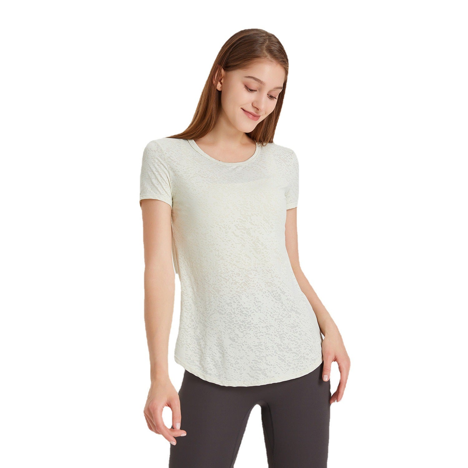 Snowflake Breathable Sports Short Sleeve Women Casual Quick Drying Clothes Backless Twist Yoga Clothes Running Workout T Shirt