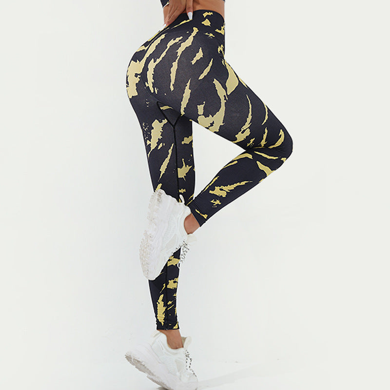 Seamless Digital Printing Sports Tights High Waist Workout Peach Hip Fitness Pants Sports Running Fitness Pants Autumn Winter
