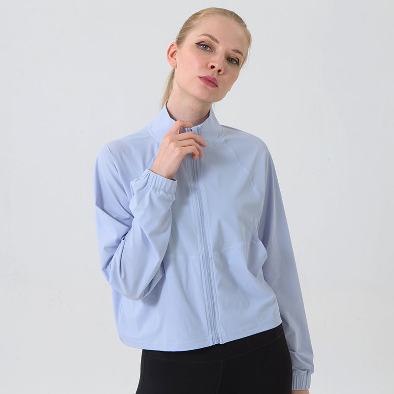 Autumn Winter Zip up Shirt Women Girllulu Sports Top Stand Collar Loose Breathable Fitness Clothes Coat