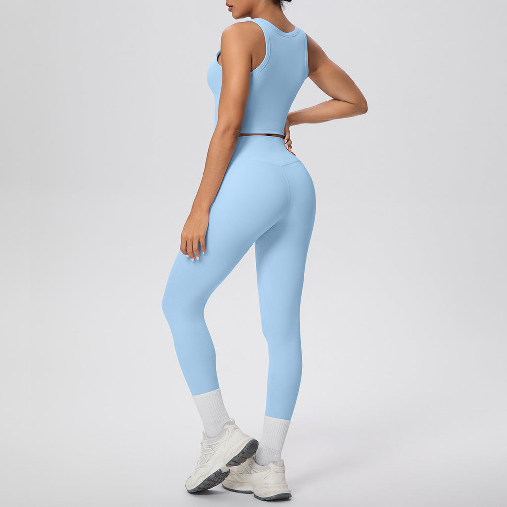 Solid Color Beauty Back Breathable Slim Fit Sports Vest Pants Yoga Pants Running Fitness Yoga Wear Suit