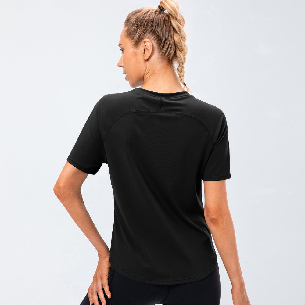 Women Summer Loose Yoga Clothes Nude Feel Brushed Sports Short Sleeve Soft Breathable Workout Running Top T shirt