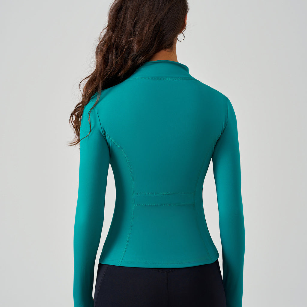 Veste de sport automne-hiver femme, coupe ajustée, cardigan zippé, très élastique et confortable, idéale pour l'aérobic, la course à pied, le fitness et le yoga.
