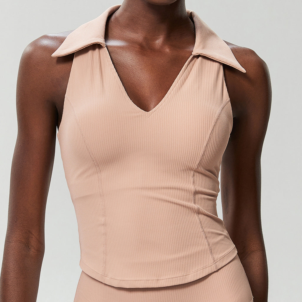 Latex Water Drop Cup V neck Fitness Sports Top Women Shockproof Quick Drying Running Yoga Tennis