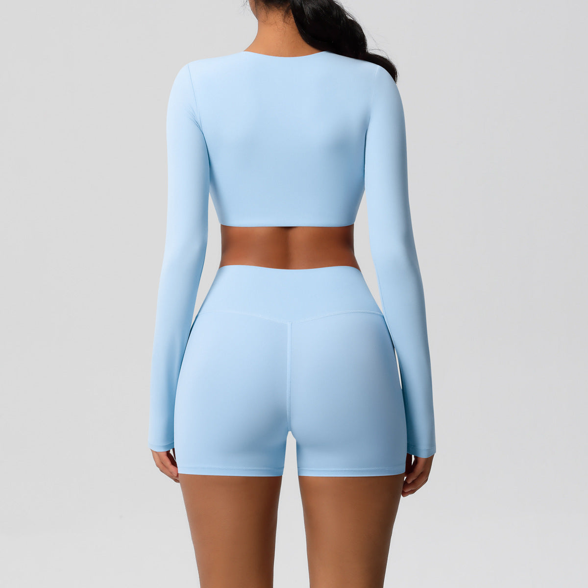 Fitness Clothes Tight Brushed Long Sleeve with Chest Pad Yoga Clothes Pilates Top Sports Shorts Yoga Set