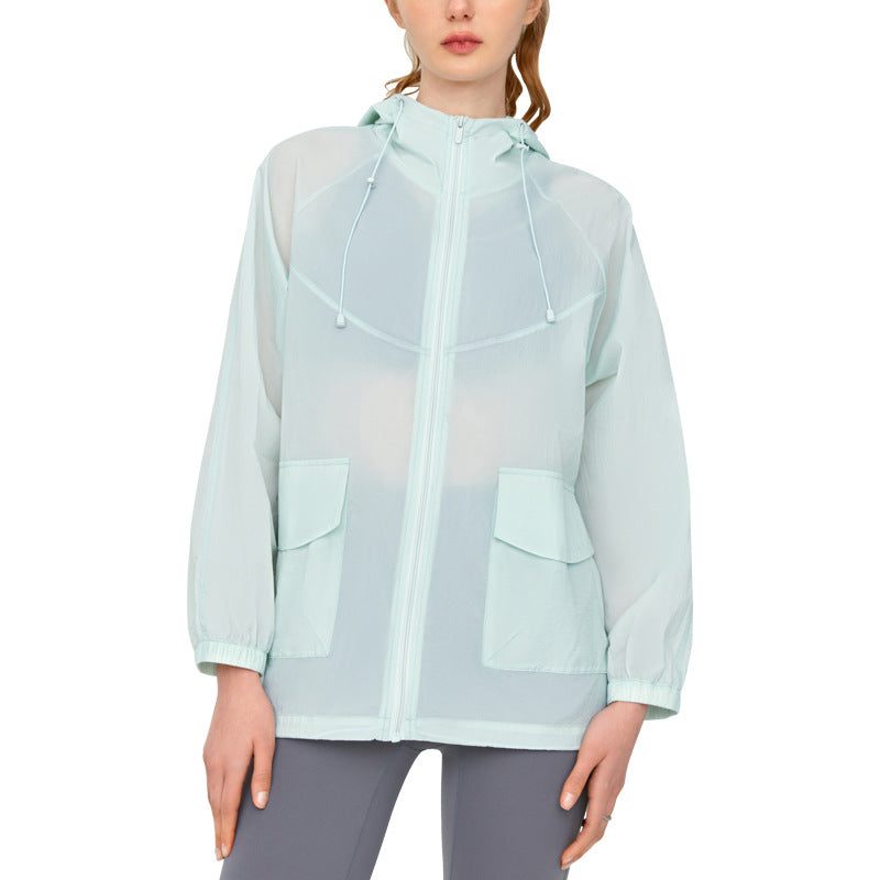 Thin Breathable Sun Protection Clothing Adjustable Brim UV Protection Wind Shield Outdoor UPF50 Sun Protection Jacket