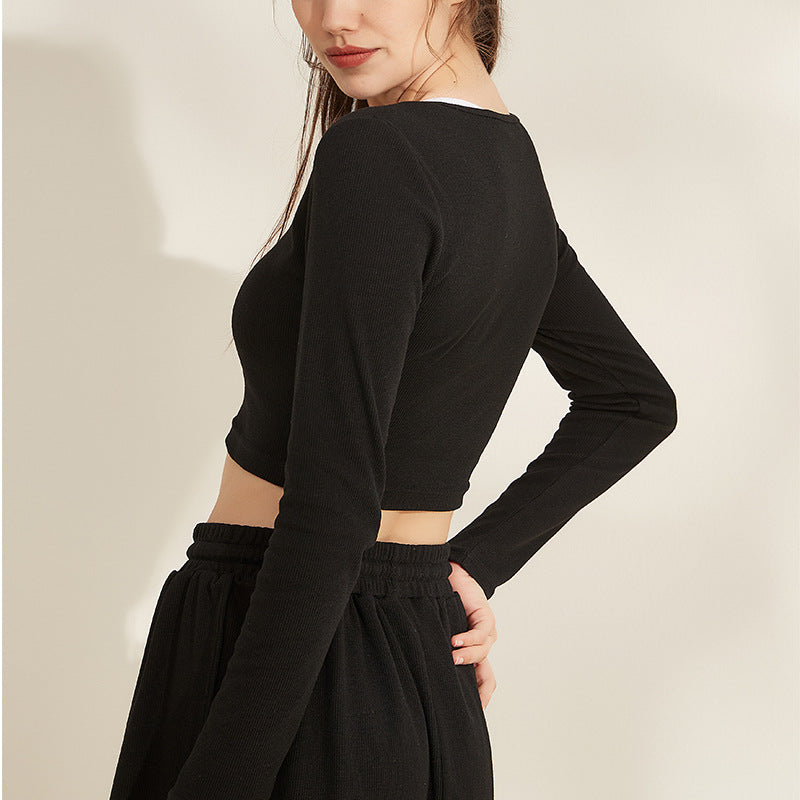 Workout Clothes Women Long Sleeved Sports Top Slim Look Running T shirt Slim Fit Internet Celebrity Dance Yoga Clothes