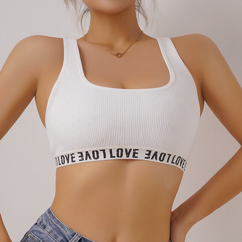 Wearable Sports Underwear Suspenders Vest Seamless Letters Striped Cloth Thin Back Shaping Body Shaping Top