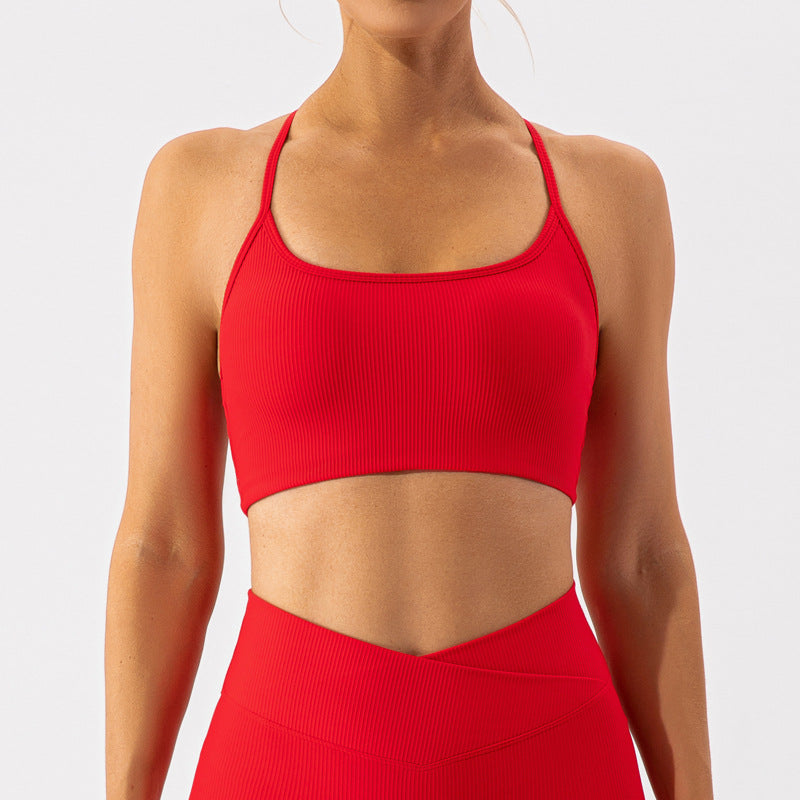 Sujetador deportivo de hilo a prueba de golpes, ajustado, de secado rápido, para yoga, entrenamiento, correr, belleza, espalda, ejercicio, ropa interior para mujer