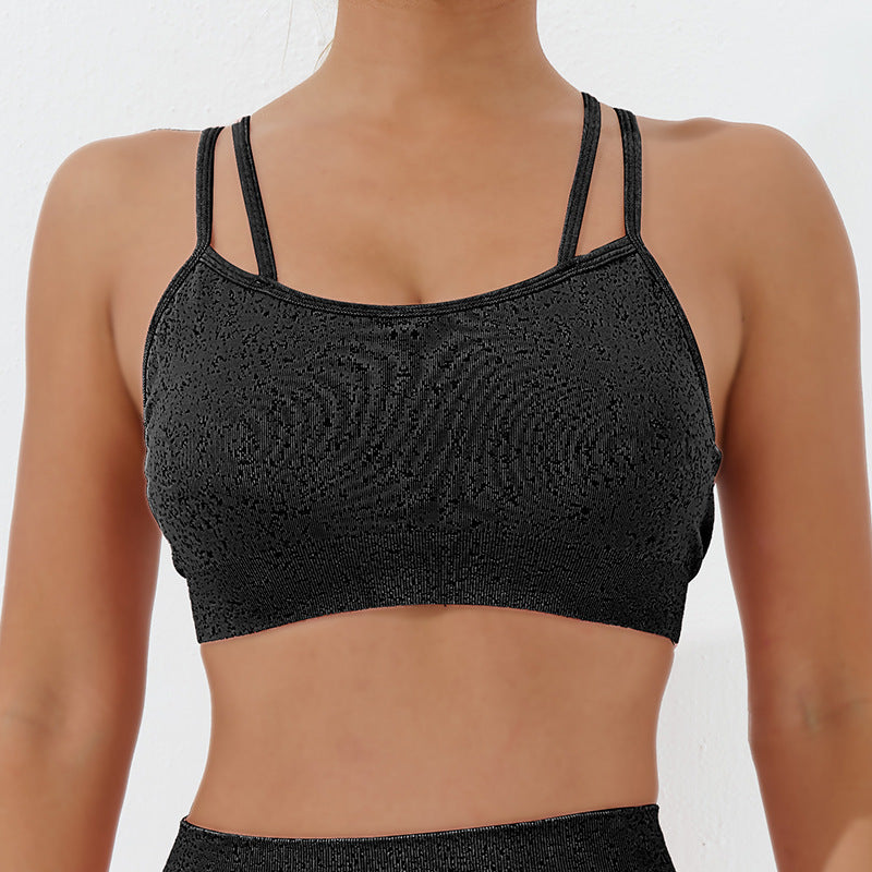 Soutien-gorge de yoga sans coutures à dos croisé, séchage rapide, idéal pour le sport et le fitness. Haut de yoga tendance. Sous-vêtements d'été haute définition.
