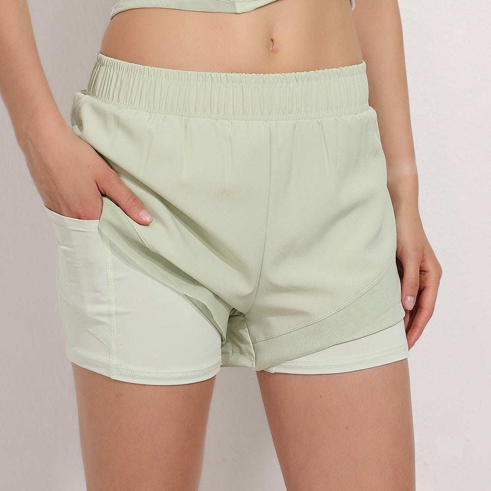 Faux Two Piece Sports Shorts Women Anti Exposure Quick Drying Loose Breathable Professional Running Yoga Fitness Short Shorts Summer