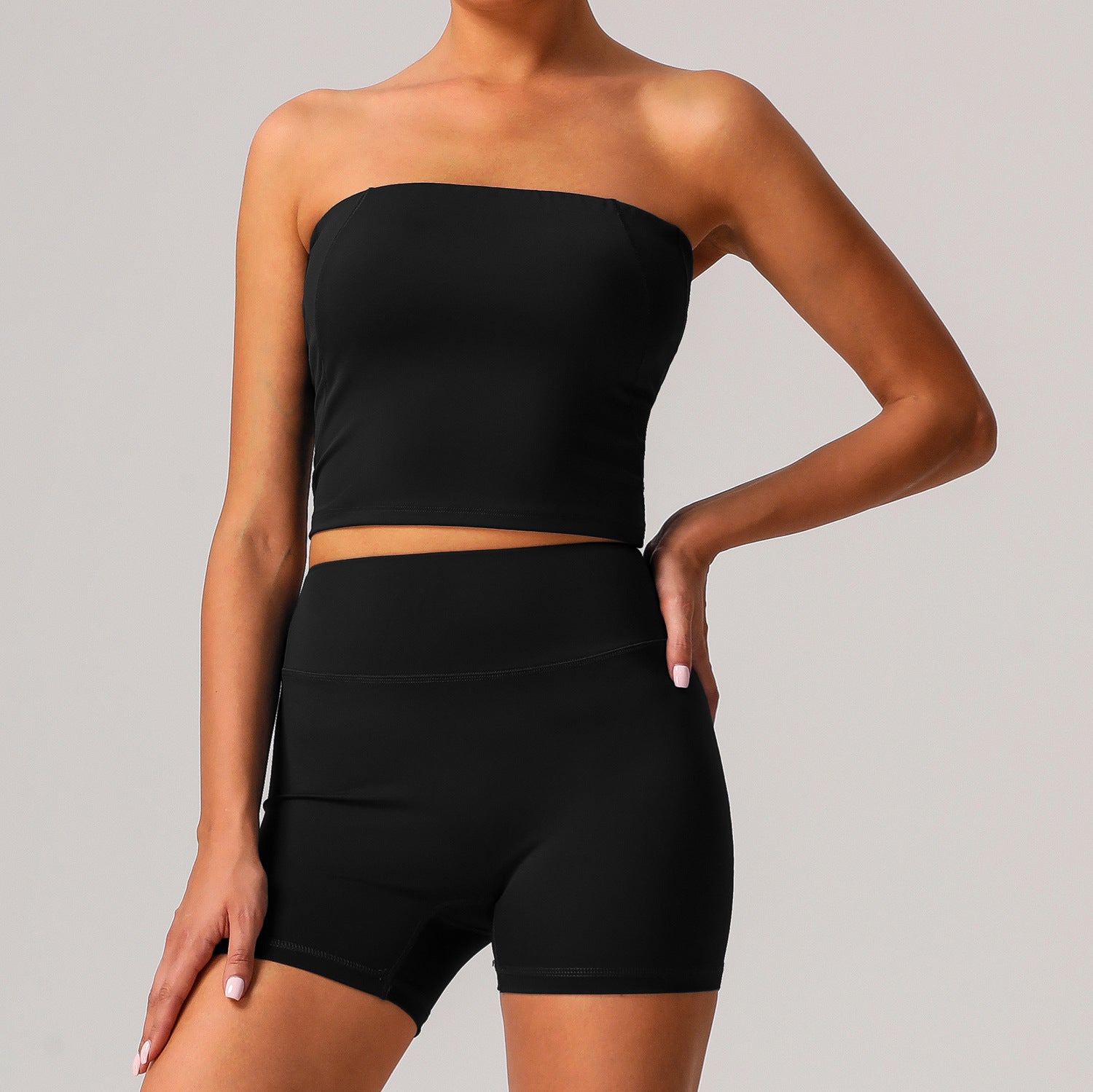 Black Chest Wrap Shorts