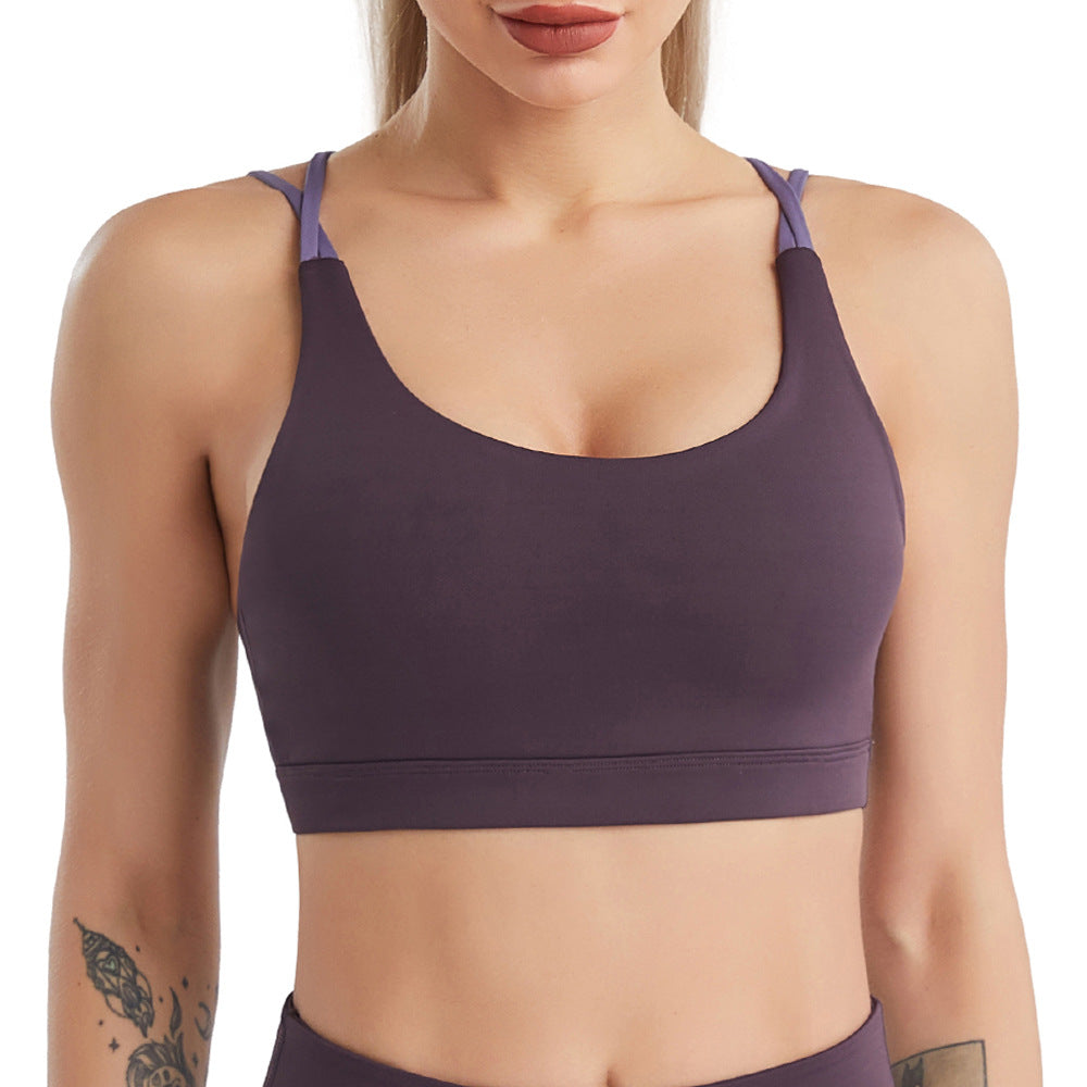 Ropa de yoga para mujer, sujetador sexy de belleza para entrenamiento de espalda, inalámbrico, a prueba de golpes, push up, ropa interior para correr y hacer ejercicio.