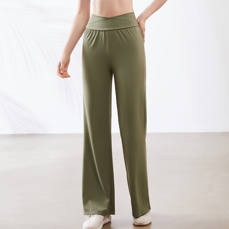 Yoga Wide Leg Pants Sports Flared Pants High Waist Figure Flattering Hip Lifting Casual All Match Stretch Quick Drying Fitness Pants