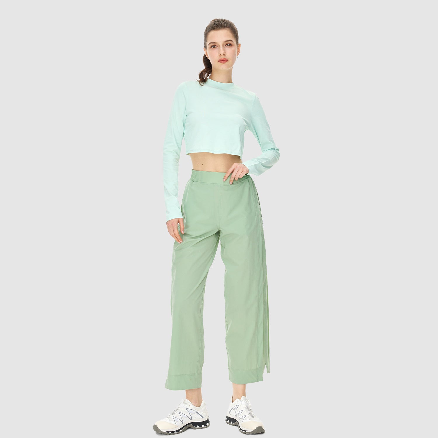 Dovetail Yoga Long Sleeved Women Two Way T Shirt Sports Comfortable Fabric Breathable Workout Clothes