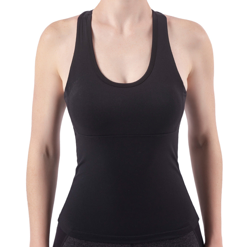 Vêtements de yoga pour femmes, effet nude, dos nu, sans manches, vêtements de sport, gilet de course push-up antichoc.