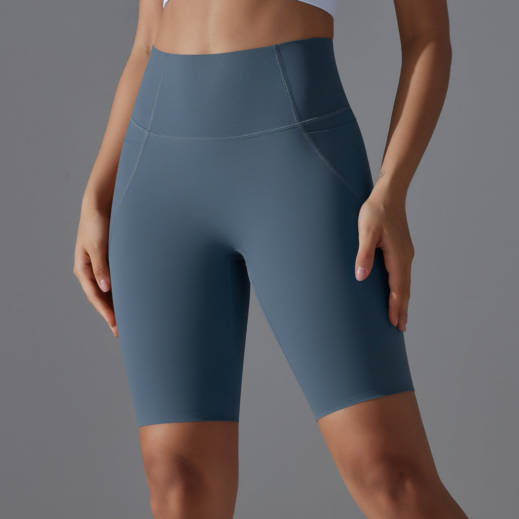 Pantalones de yoga Nude Feel, sin costuras, con bolsillos laterales, color melocotón, cintura alta, elásticos, para realce de cadera, leggings deportivos para mujer