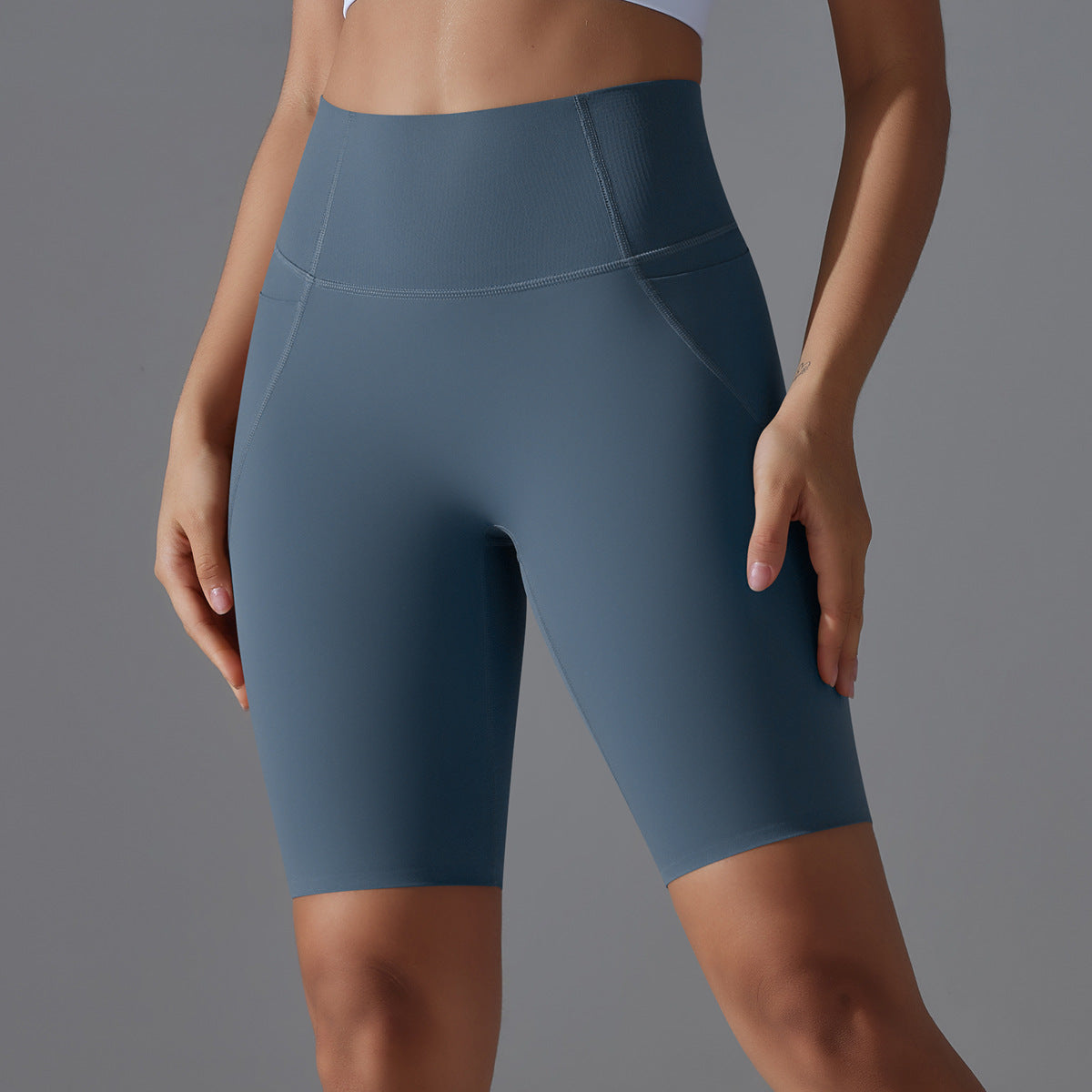 Pantalones de yoga Nude Feel, sin costuras, con bolsillos laterales, color melocotón, cintura alta, elásticos, para realce de cadera, leggings deportivos para mujer