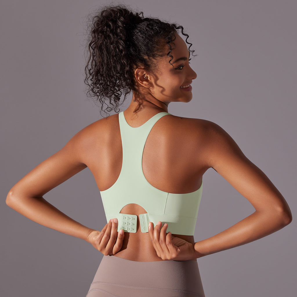 Ropa interior deportiva de alta resistencia de una pieza con almohadilla para el pecho y cierre de gancho sin costuras, chaleco de yoga a prueba de golpes, sujetador de yoga con efecto push up y espalda de belleza.