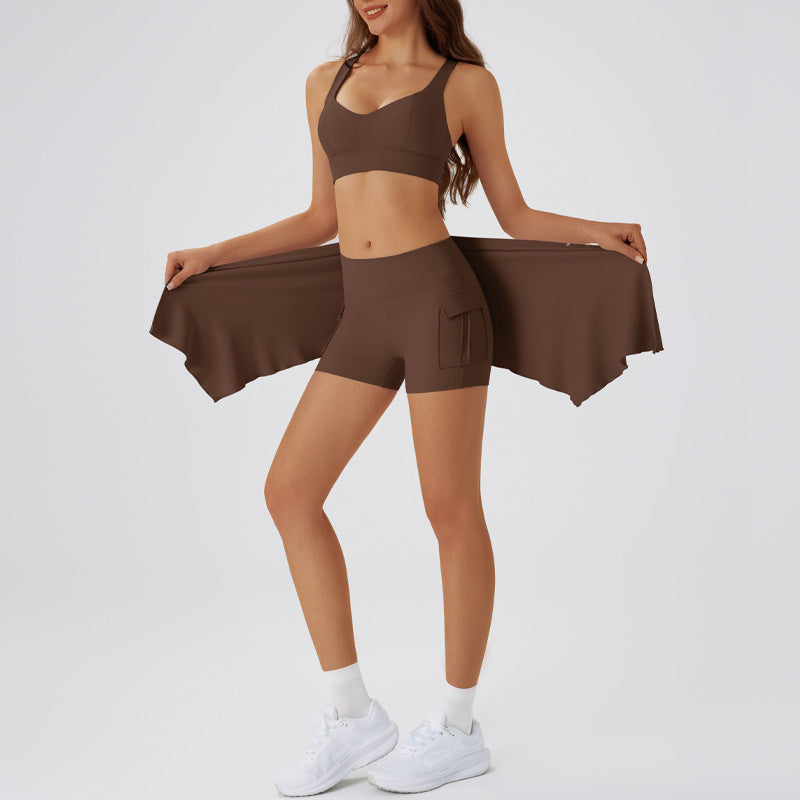 Bra Shorts with Curtain Brown