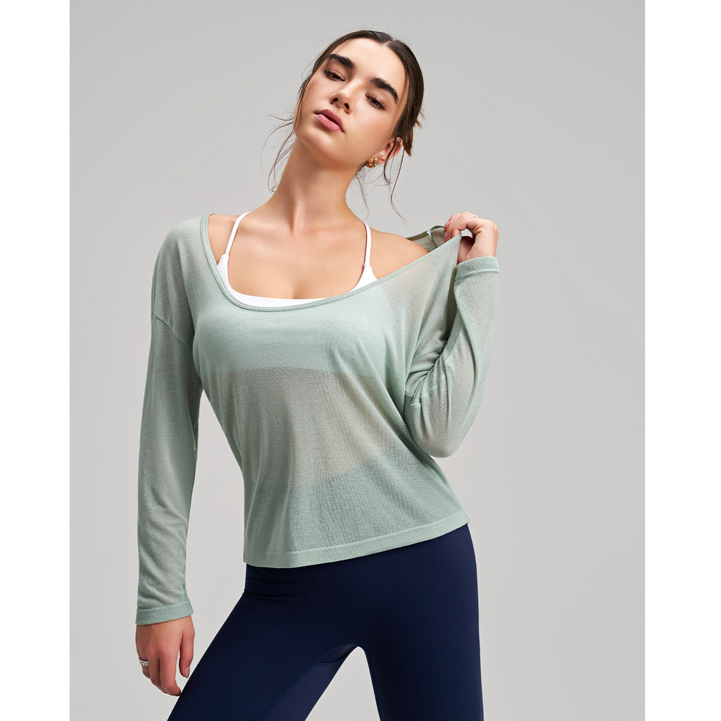 Women Breathable Quick-Drying Sports Fitness Top Pilates Long Sleeved Blouse