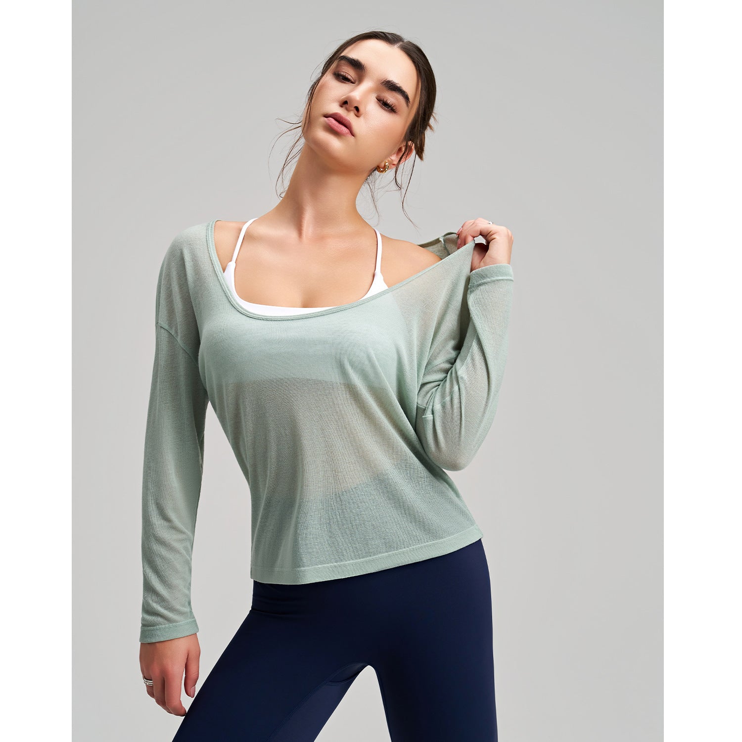 Women Breathable Quick-Drying Sports Fitness Top Pilates Long Sleeved Blouse