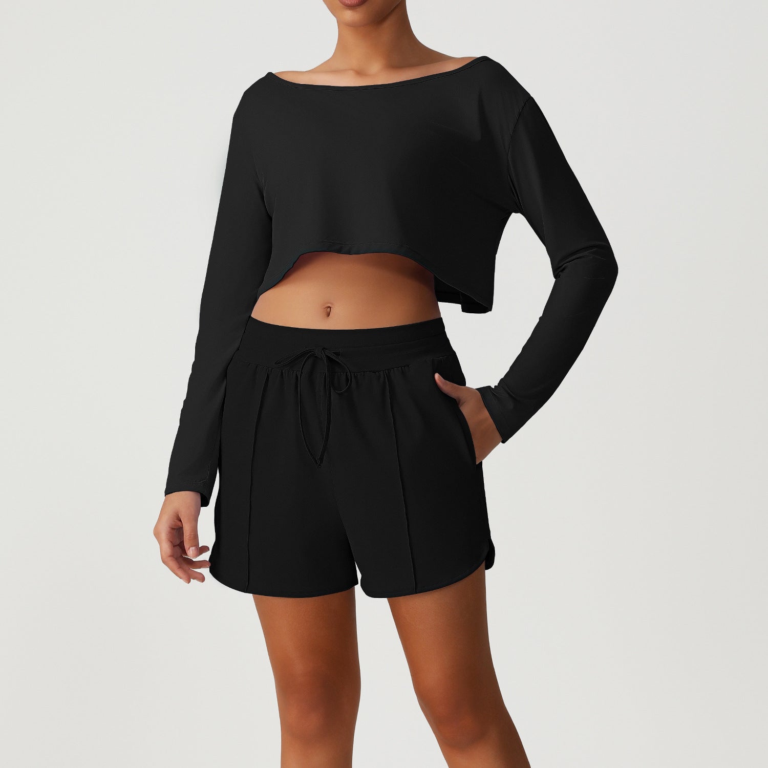 Black Long Sleeve Shorts