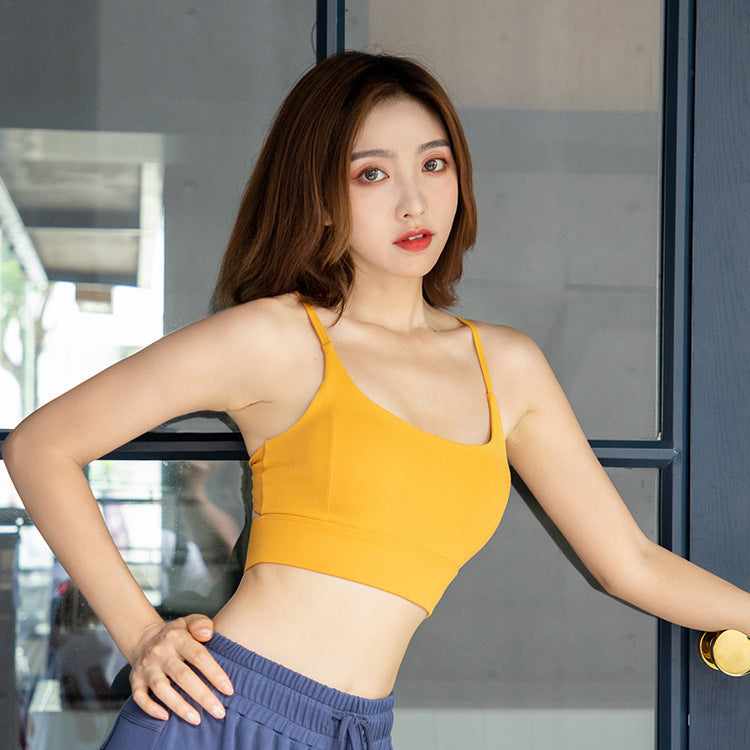 Summer Sports Underwear Women Running Yoga Vest Wireless Push up Workout Clothes Beauty Back Spaghetti Strap Bra