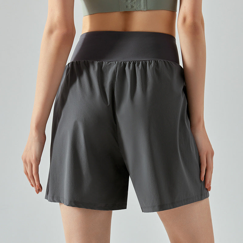 Summer Five Point Yoga Shorts High Waist Belly Contracting Loose Casual Sports Shorts Running Fitness Yoga Pants Women