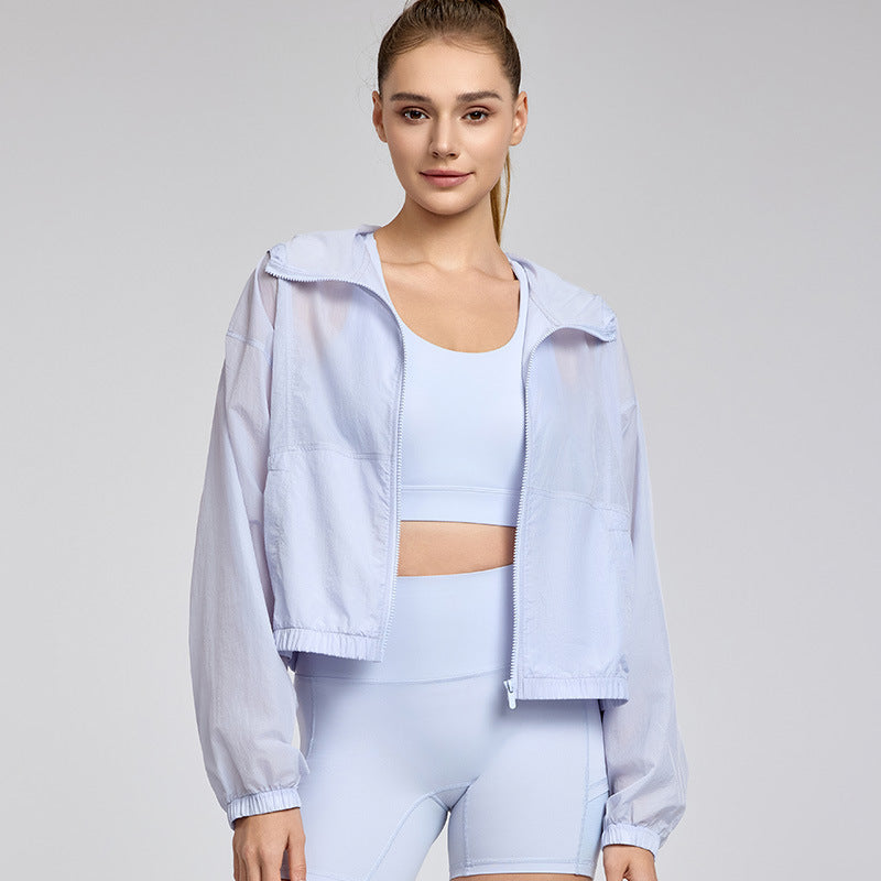 Lightweight Breathable Long Sleeves Top Women's Loose Outdoor Casual Anorak Summer Sports Running Yoga Clothes Coat