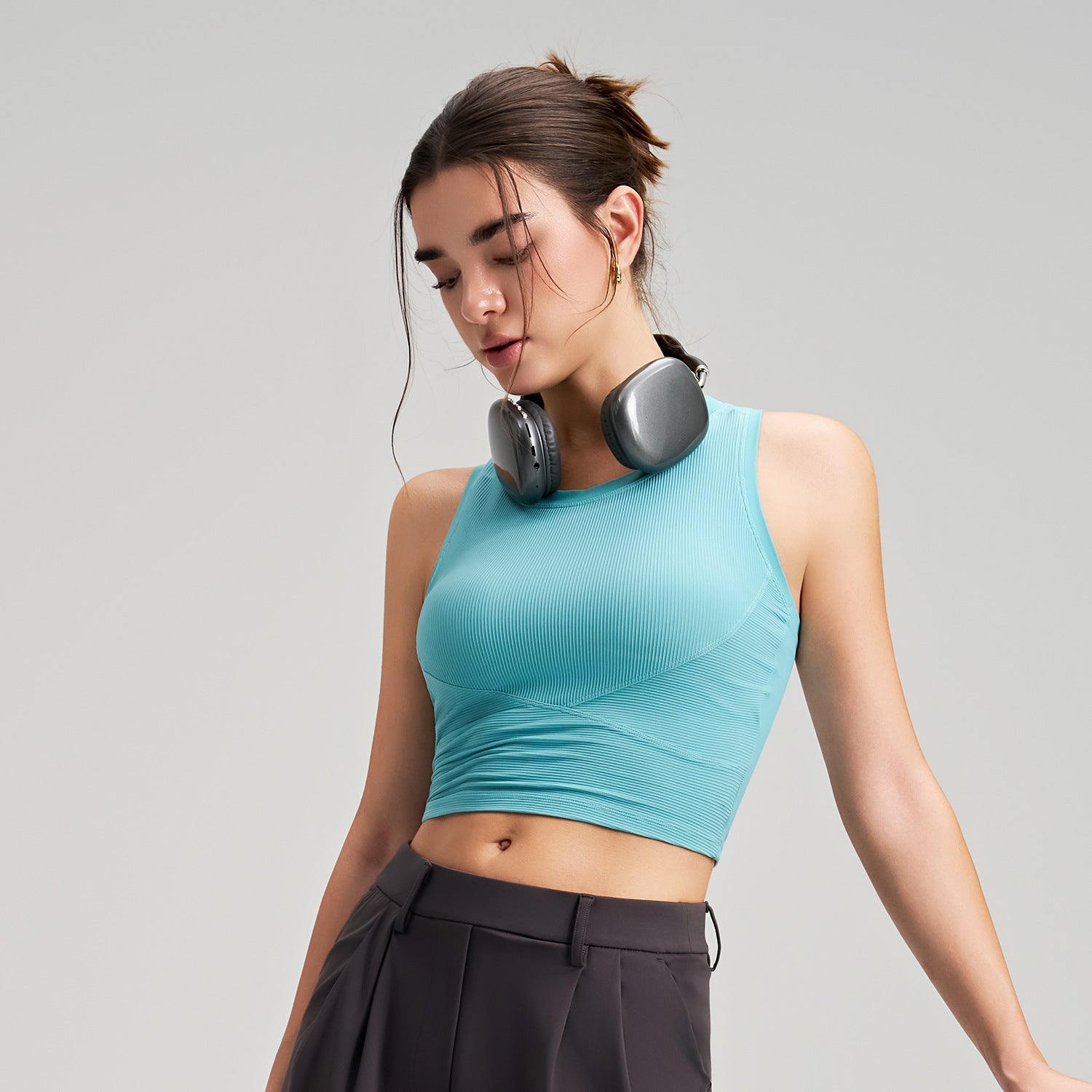 Débardeur de sport à bonnets fixes, séchage rapide, vêtement d'extérieur pour femme, soutien-gorge de sport en fil, soutien-gorge de yoga dos nu galbé