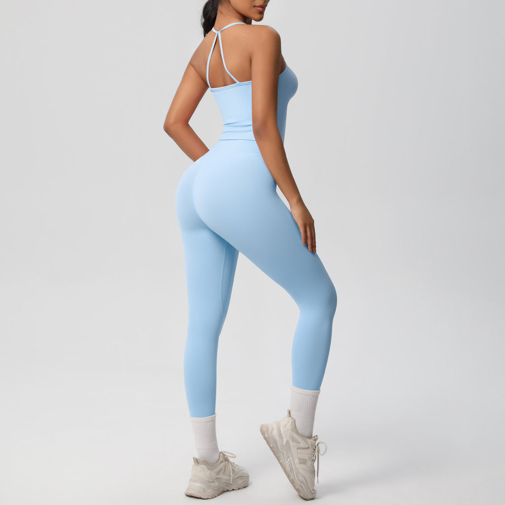 Nude Feel Hip Raise Fitness Pants Abdominal Shaping High Waist Sports Sling Yoga Clothes Outdoor Leggings Yoga Women Set