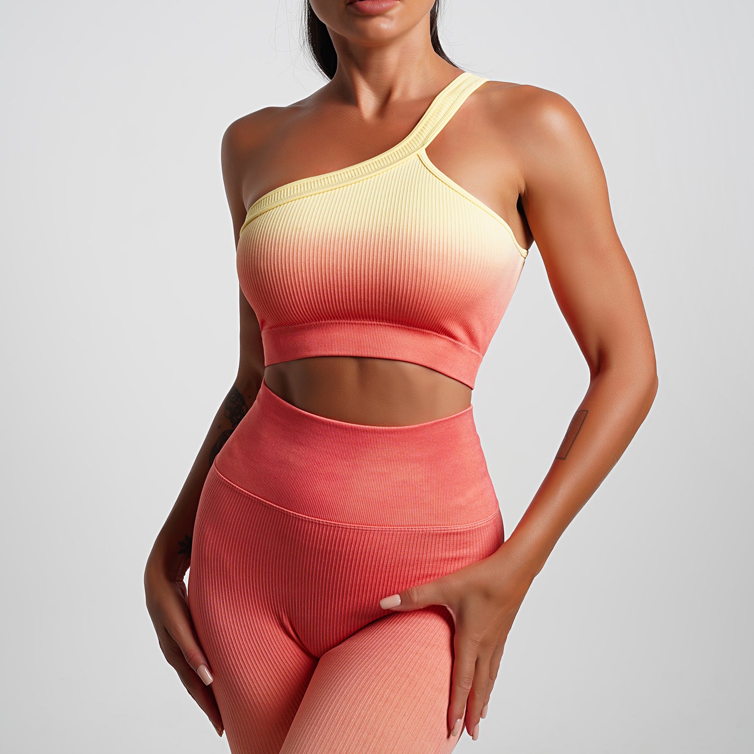 Orange One Shoulder Bra with Chest Pad