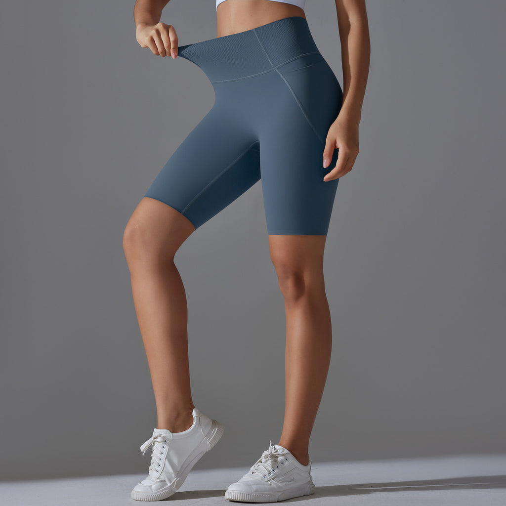 Pantalones de yoga Nude Feel, sin costuras, con bolsillos laterales, color melocotón, cintura alta, elásticos, para realce de cadera, leggings deportivos para mujer