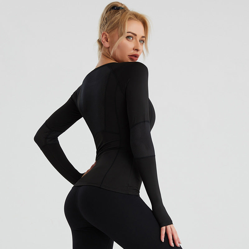 Autumn Winter Fitness Sportswear Quick Drying Nude Feel Women Tight Long Sleeved T shirt Pro Running Training Yoga Jacket