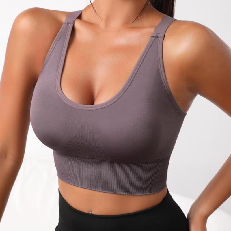 Seamless Knitted Sexy Outer Wear Inner Wear Bra Fitness Tight Quick Drying Sweat Absorbent Sports Yoga Bra Women