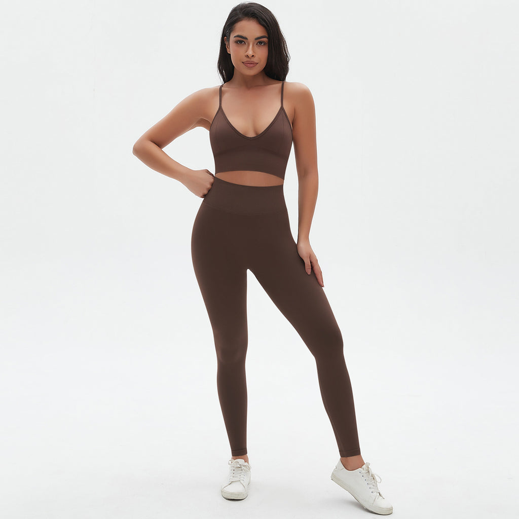 Ensemble de yoga respirant en maille, soutien-gorge de sport dos nu sexy, legging gainant taille haute, tenue de fitness