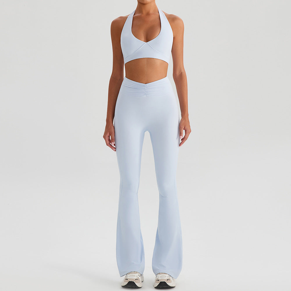 Cloud Blue: Bra Bell-Bottom Pants