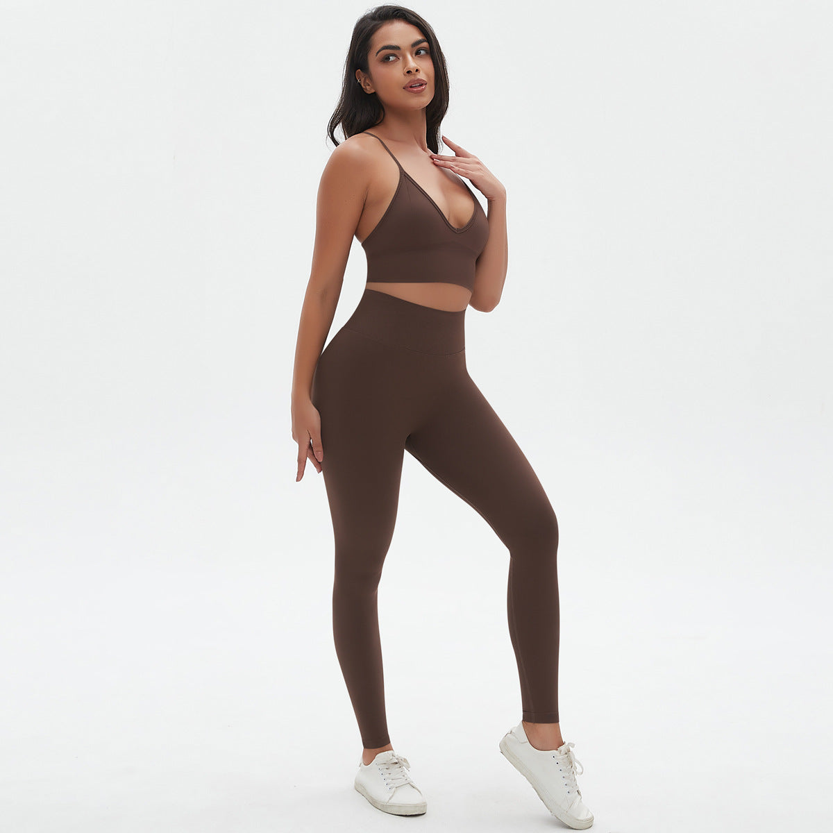 Ensemble de yoga respirant en maille, soutien-gorge de sport dos nu sexy, legging gainant taille haute, tenue de fitness
