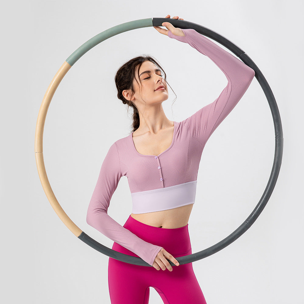 Women Autumn Winter Yoga Long Sleeve With Chest Pad Nude Feel Workout Clothes Slimming Outdoor Running Skinny Exercise Top