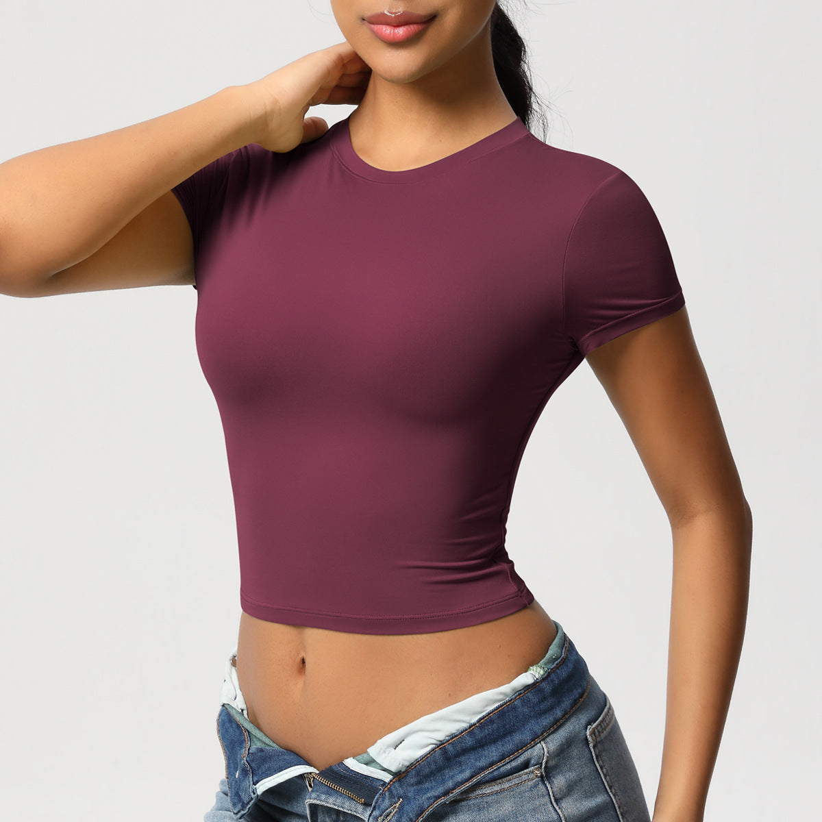 Casual Tight Quick Drying Workout Top Yoga Clothes Running Pilates Sports T shirt Short Sleeve