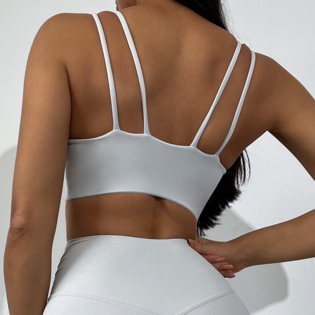 Ensemble de fitness femme : débardeur de yoga en tissu ultra-extensible effet seconde peau, soutien-gorge de sport moulant