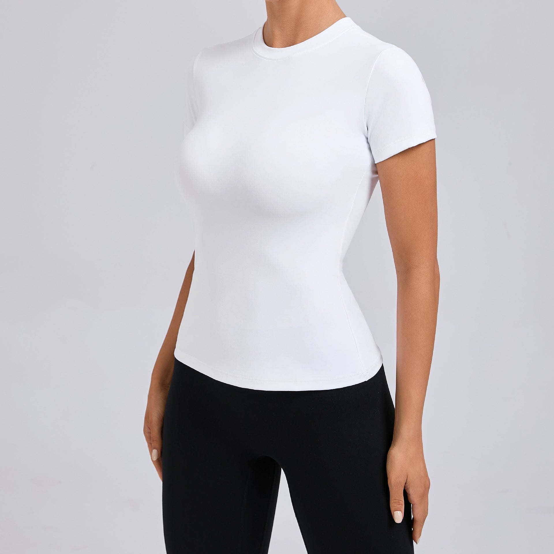 Solid Color T Shirt Quick Drying Yoga Clothes Short Sleeve Workout Top Blouse Outdoor Running Sports Short Sleeve Women