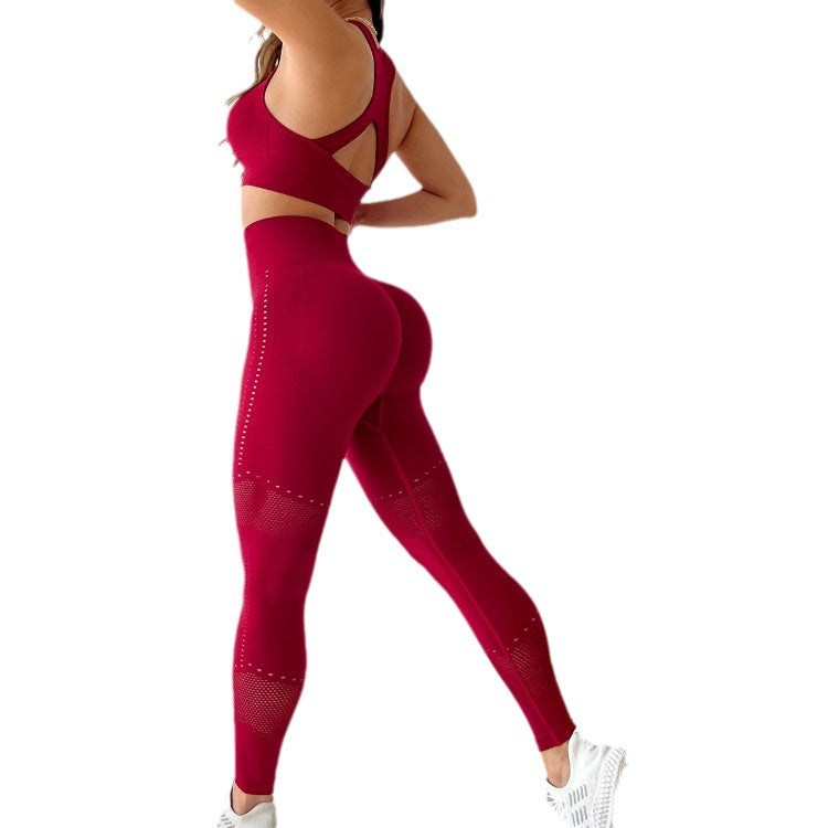 Sujetador sexy fruncido para adelgazar la cintura y levantar la cadera, pantalones color melocotón para correr, yoga y entrenamiento.