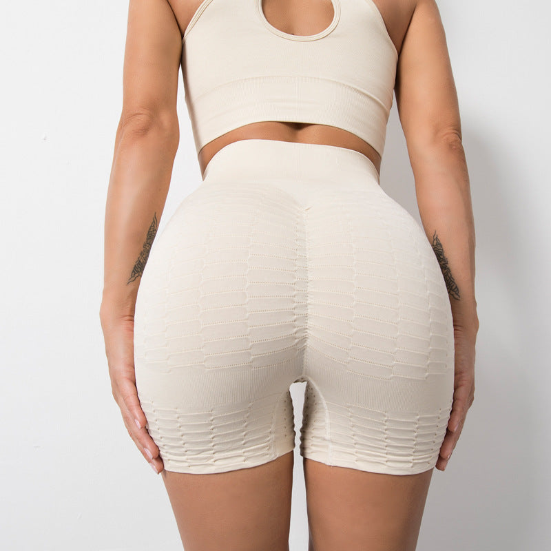 Pantalones de yoga para mujer, color melocotón, ajustados, con textura, sin costuras, deportivos, de cintura alta, con elevación de cadera.