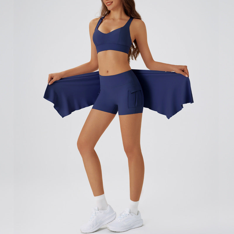 Bra Shorts with Curtain Navy Blue