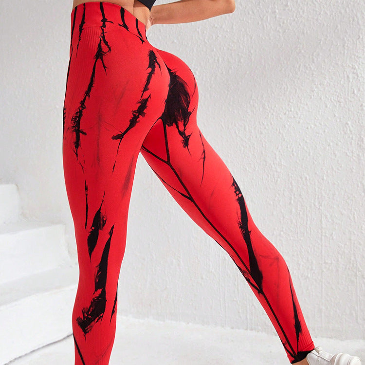 Internet Seamless Yoga Pants Hip Tie Dye Breathable Yoga Clothes Tight High Waist Sports Workout Bottoms Women