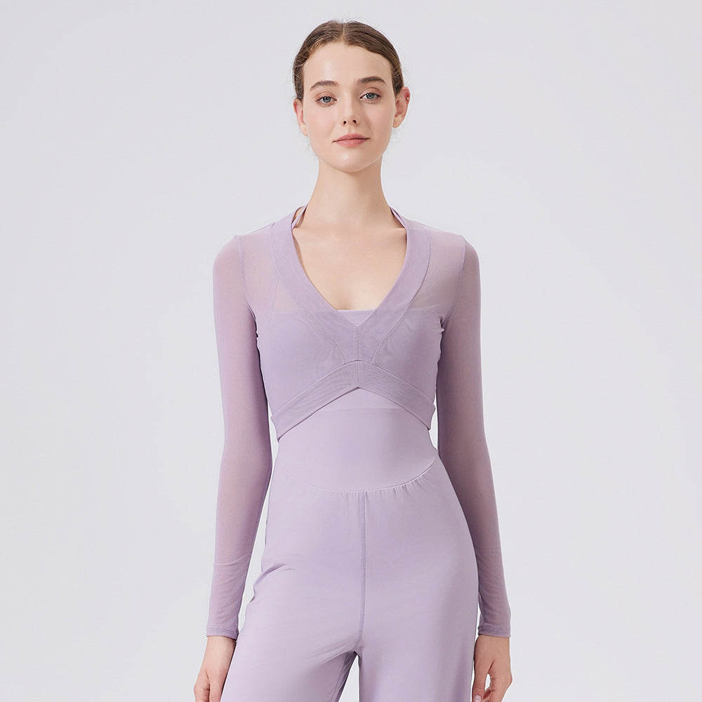 Nude Feel Mesh Sports Quick Drying Long Sleeved Women Slim Fit Breathable Waistcoat Running Fitness Top Yoga Clothes Short Blouse